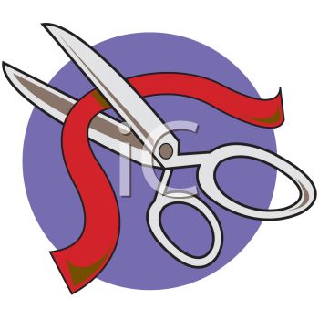 Cut clipart. Scissors cutting a ribbon
