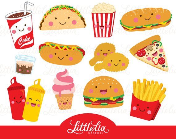 Foods clipart cute. Fast food 