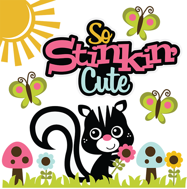 So stinkin svg file. Cute clipart skunk