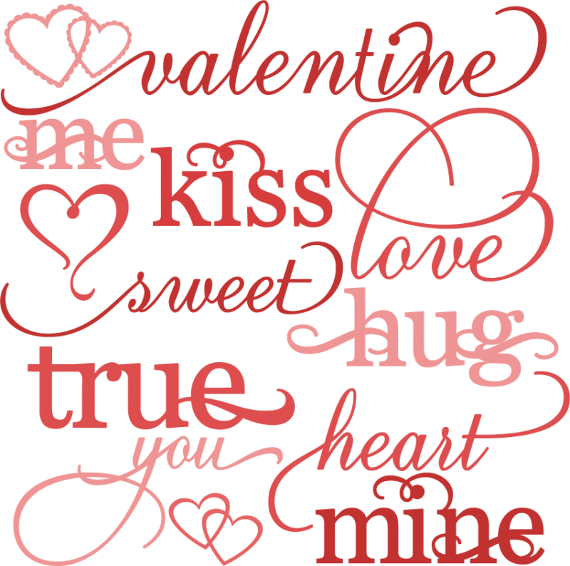Words clipart valentines. Valentine word set svg