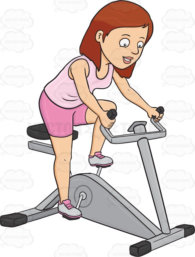 Cycle clipart gym bike. A woman enjoys riding