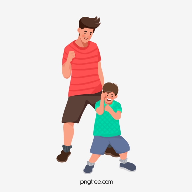 Happy father and son. Dad clipart affection
