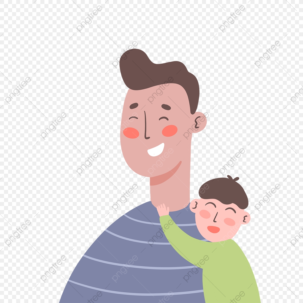 Hand drawn father and. Son clipart cute