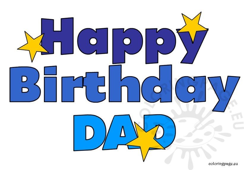 Dad clipart dad birthday. Happy coloring page 