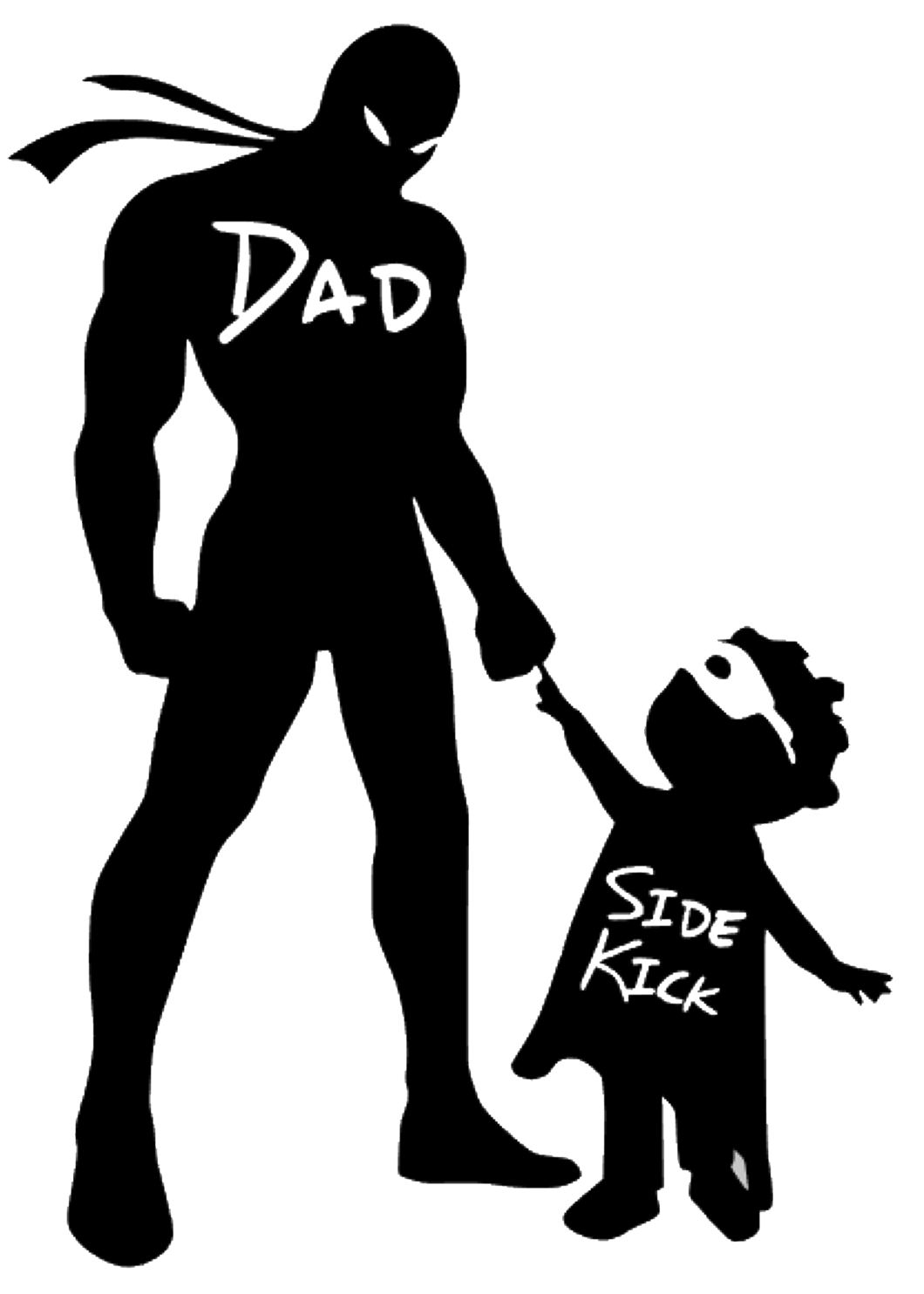 Dad and son shirts. Hero clipart silhouette