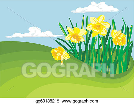 Daffodil clipart early spring flower. Eps vector blooming the