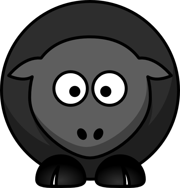 Black sheep without flower. Daffodil clipart lamb
