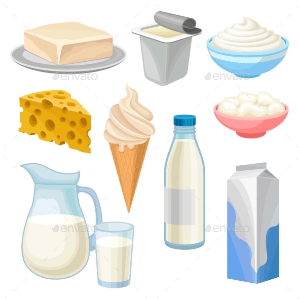 Products set . Dairy clipart dairy item