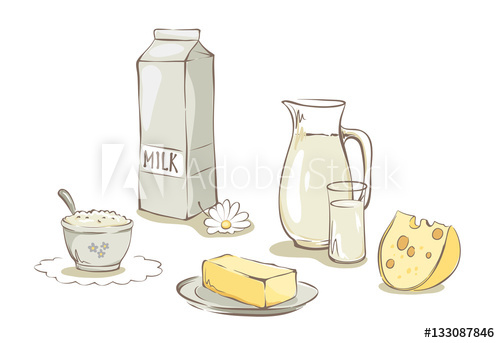 Dairy clipart farm product. Milk and products set