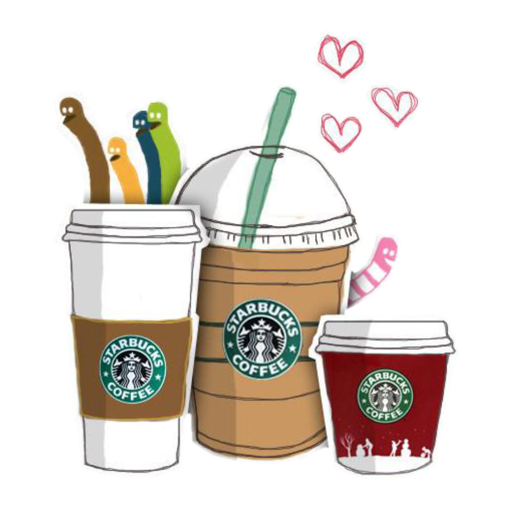 Tea cafe hand painted. Starbucks clipart iced coffee cup
