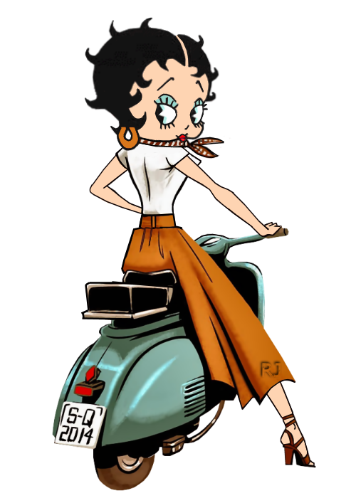 Betty boop or vespa. Scooter clipart retro scooter
