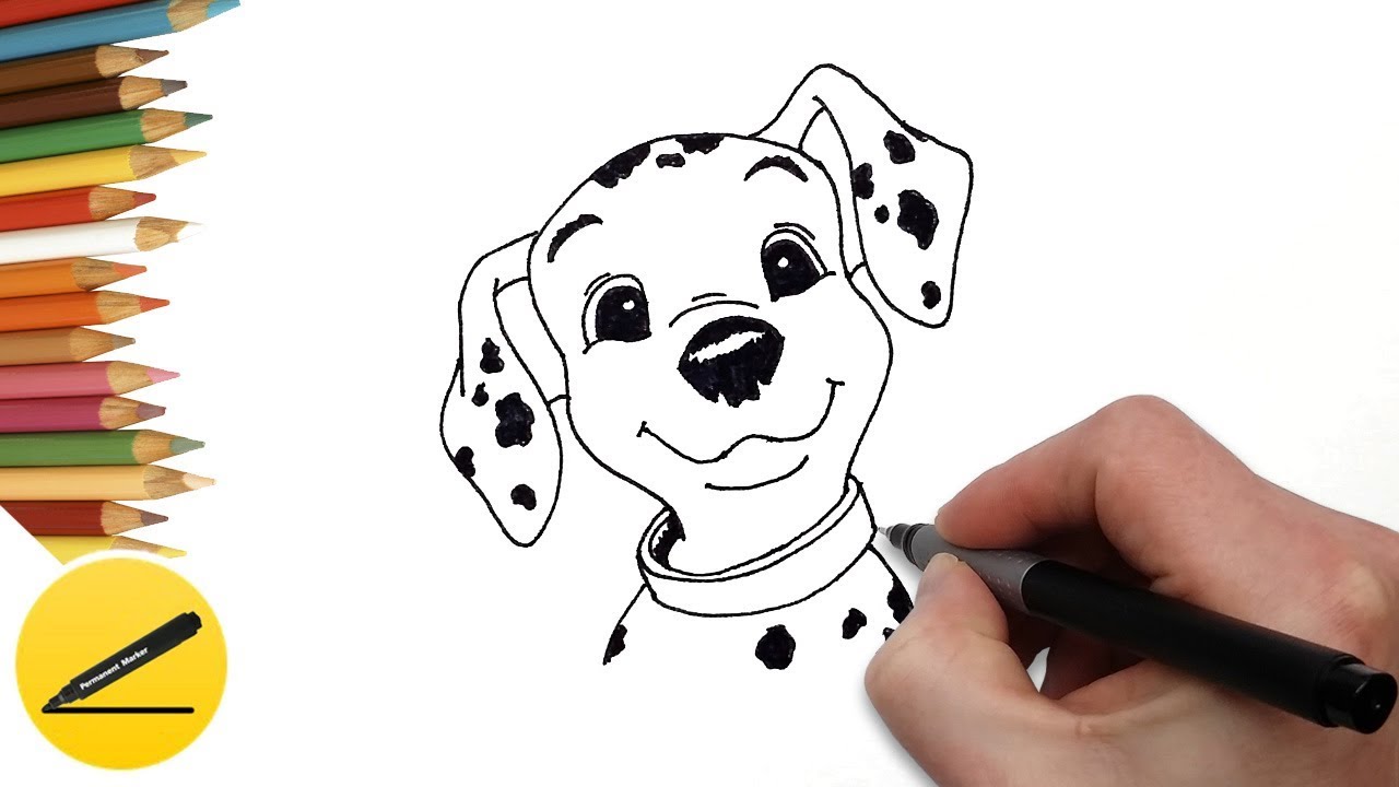 dalmatian clipart easy drawing