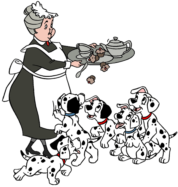 Dalmatian puppies and pongo. Maid clipart nanny
