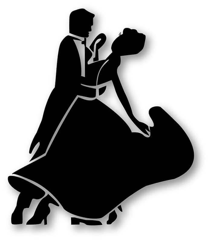 Dance clipart ball. Silhouette illustration black font
