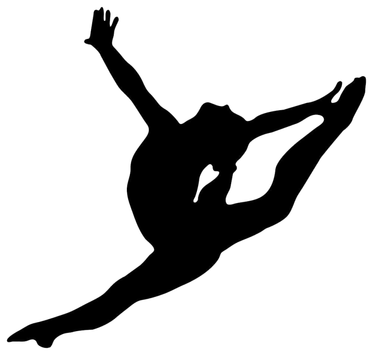 Artistic gymnastics silhouette split. Gymnast clipart black and white
