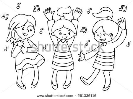 dancing clipart black and white