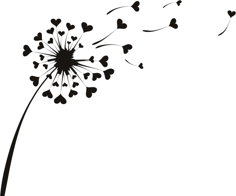 Dandelion clipart animated. Black and white drawing