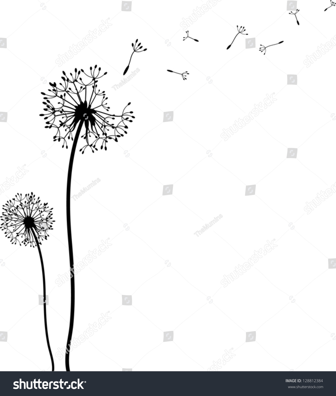 Dandelion clipart dandelion clock. Black and white drawing