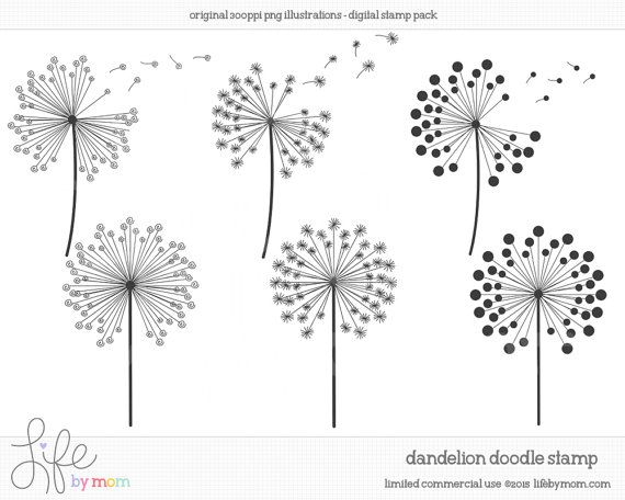 dandelion clipart doodle