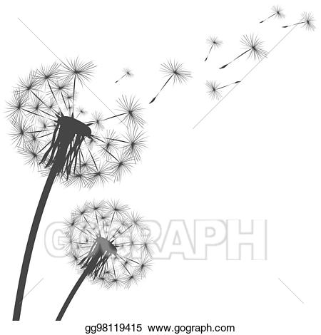 Dandelion clipart silhouette. Eps vector of a