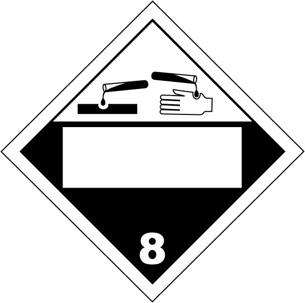 Danger clipart blank yield sign. Corrosive class placard l