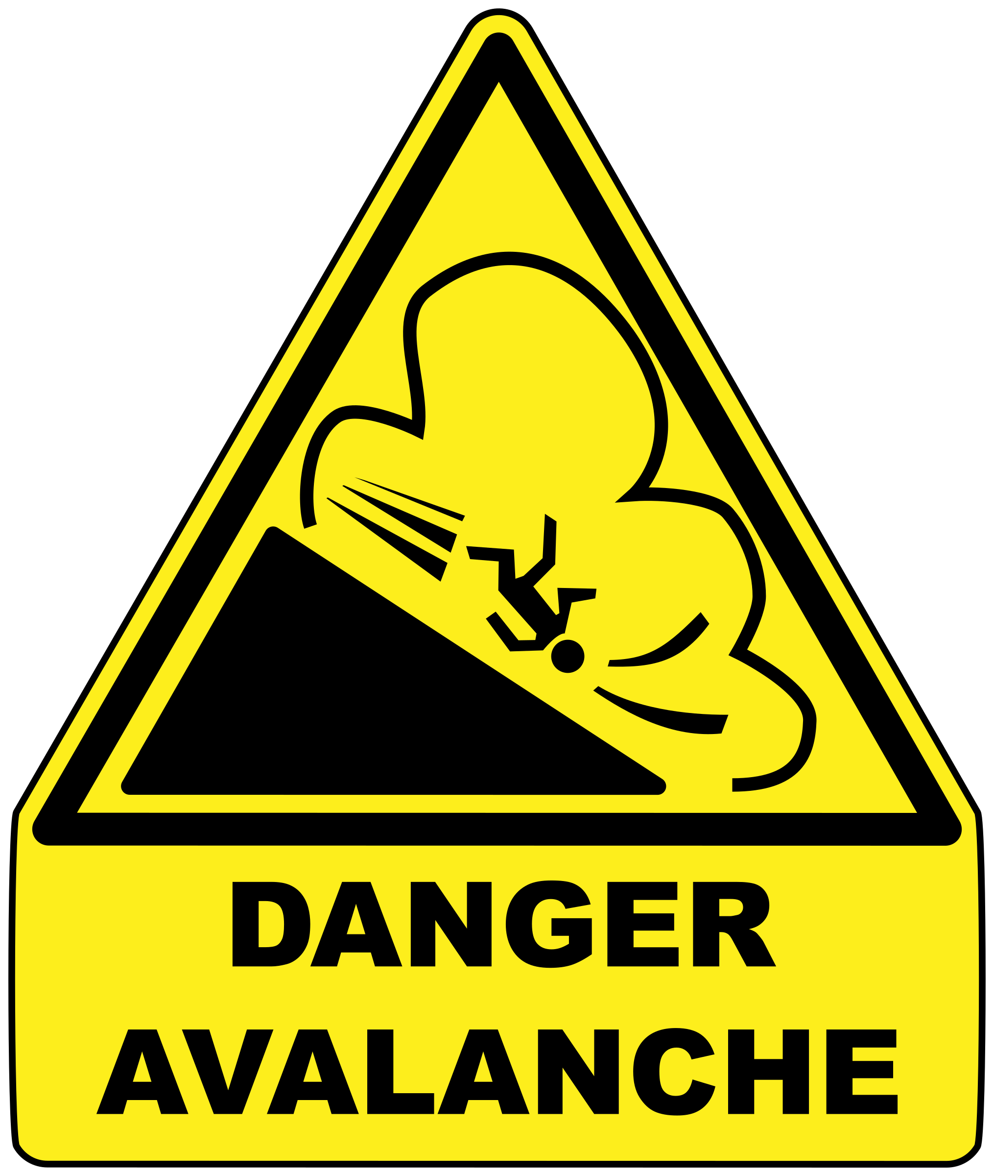 Avalanche warning big image. Danger clipart danger sign