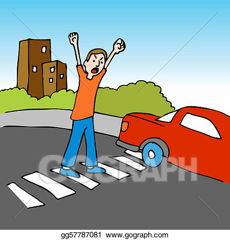 Vector art crosswalk drawing. Danger clipart dangerous driving