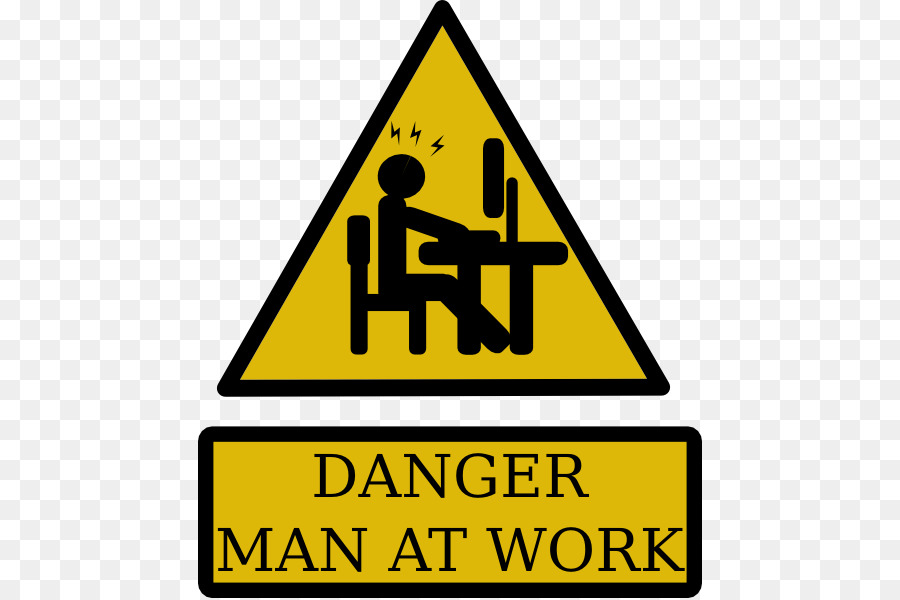 Triangle background programmer sticker. Danger clipart man