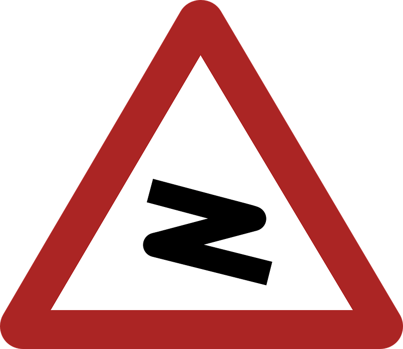 Dangerous bend warning road. Danger clipart transparent