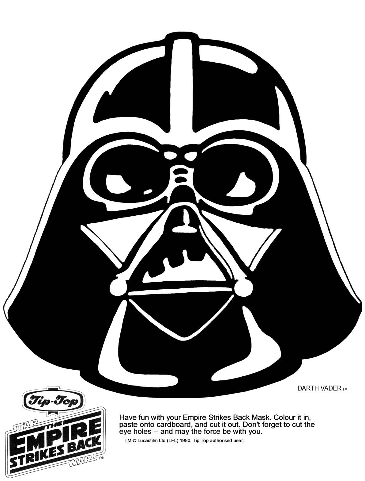 Mask click the picture. Darth vader clipart printable