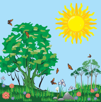 Morning clipart morning scene. Sunny day cartoon panda