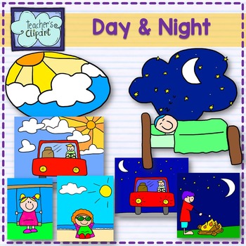 Day clipart nighttime. And night worksheets teaching