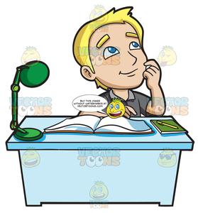 Daydreaming clipart cartoon. A young man daydreams