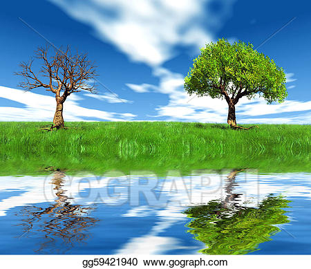 Dead clipart alive. Drawing one tree and