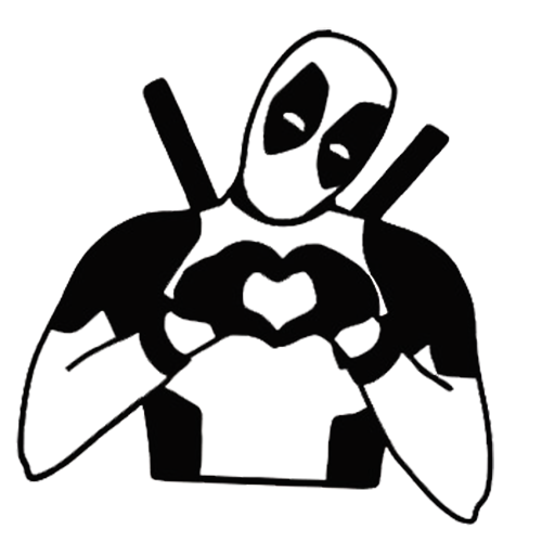 deadpool clipart black and white