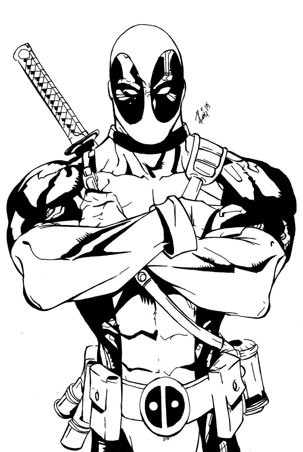 deadpool clipart black and white