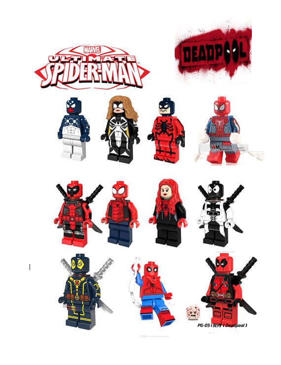 Custom made and spidergirl. Deadpool clipart spiderman lego