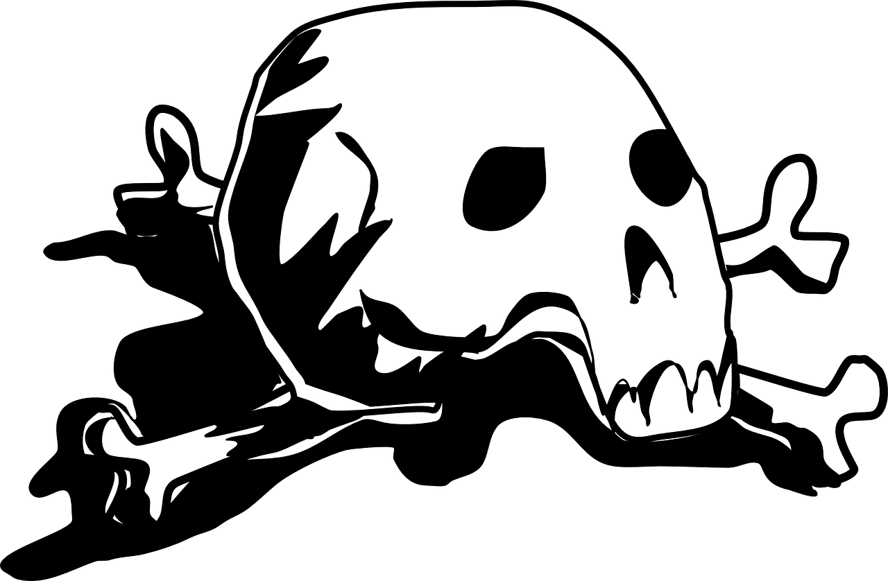 Crossbones skull s fatal. Death clipart deadly