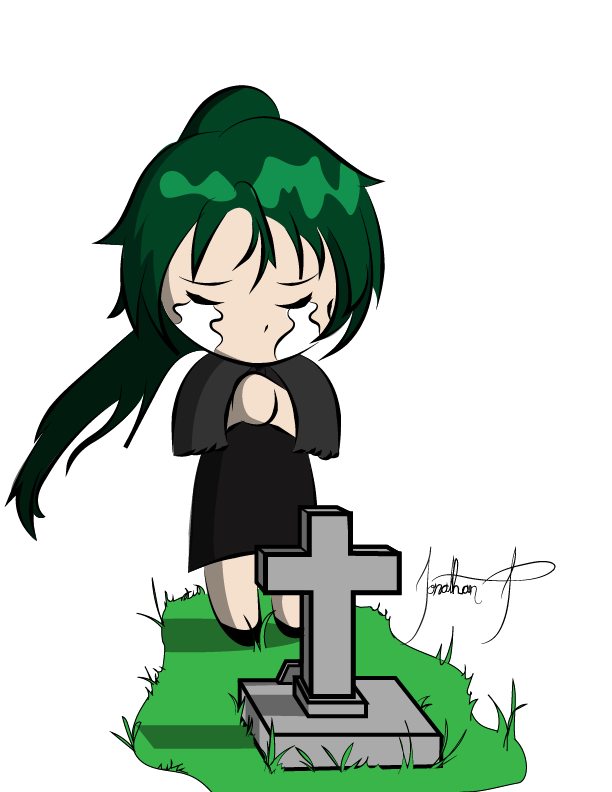 Funeral clipart grave stone. Crying chibi girl at