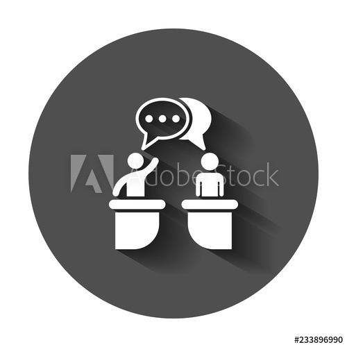 Icon in flat style. Debate clipart politic