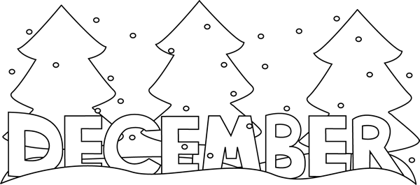 December clipart art. Free black and white