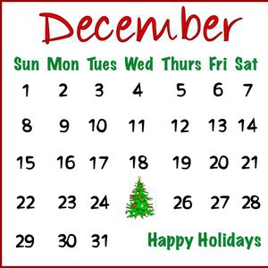 december clipart calendar