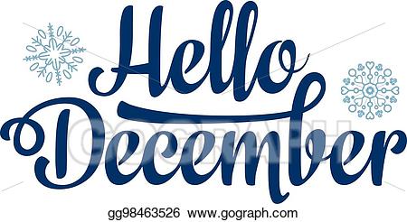 Vector art hello card. December clipart decoration
