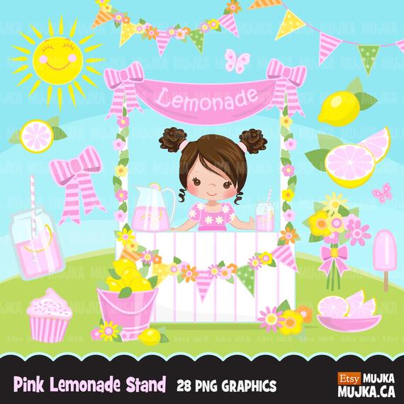 Decoration clipart backyard party. Pink lemonade stand cute