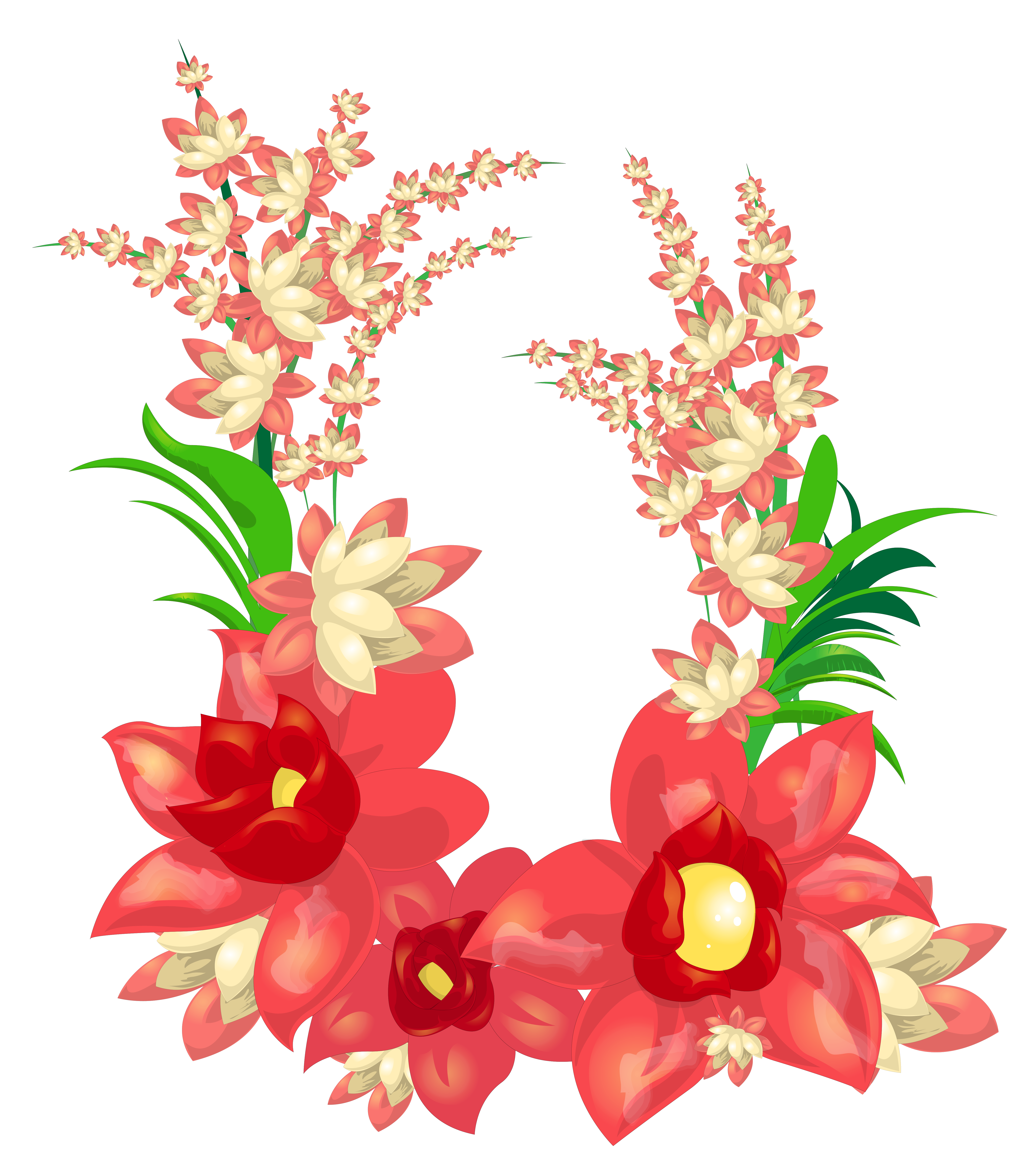 Exotic flowers decoration png. Decorative clipart red flower
