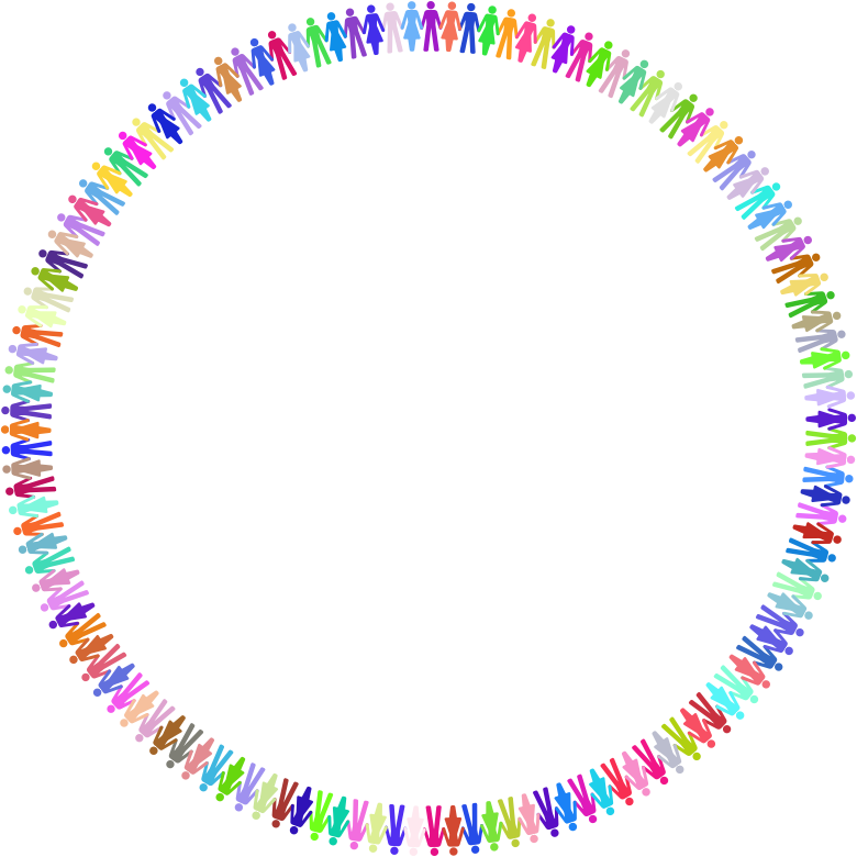 Decorative clipart text box. Prismatic human cooperation circle