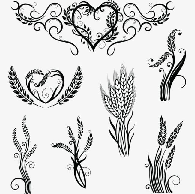 Wheat clipart decoration. Pattern png arabesque decorative