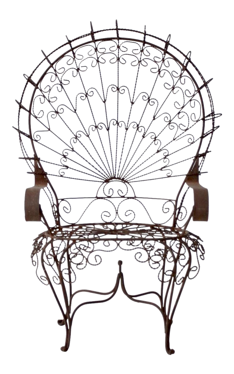 Vintage peacock chair chairish. Decorative clipart wrought iron