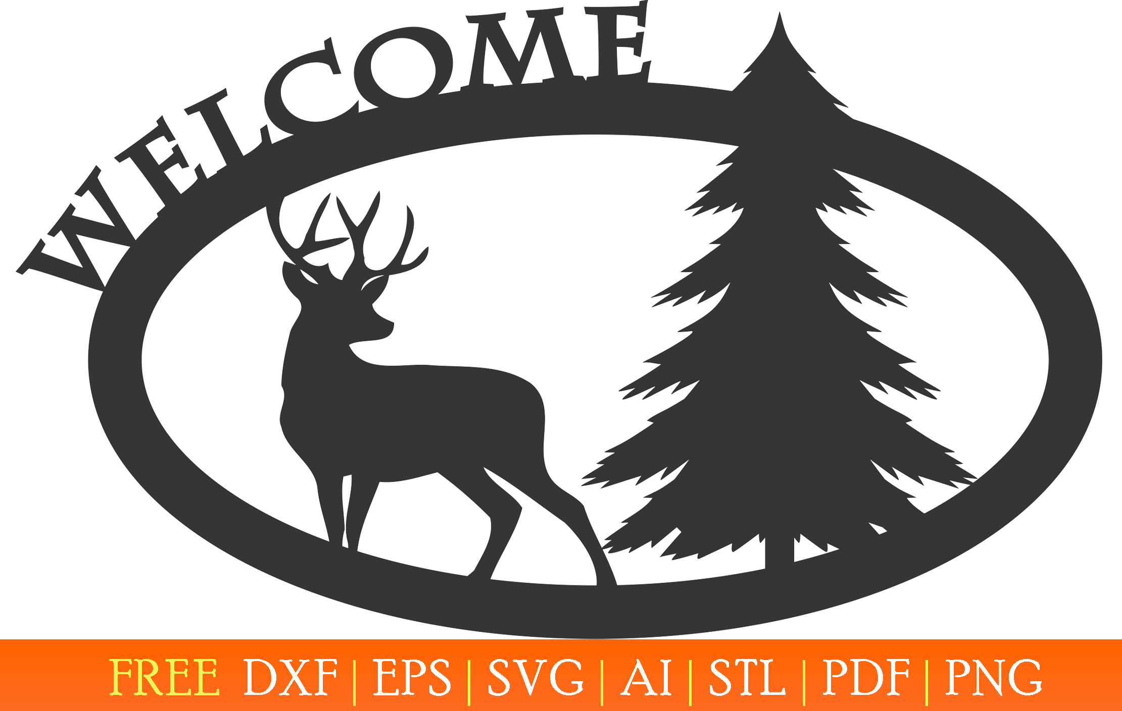 Gate clipart welcome sign. With a deer and