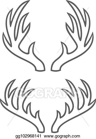Deer clipart thin. Eps vector horns line